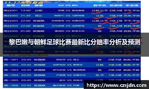 黎巴嫩与朝鲜足球比赛最新比分赔率分析及预测